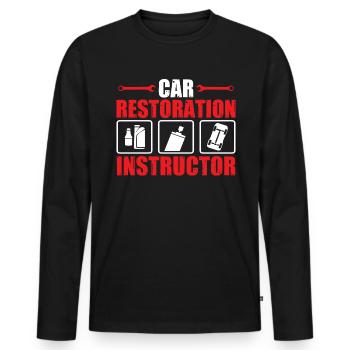 Instructeur de restauration de voiture - T-shirt manches longues Premium bio Homme - noir - Devant - Nico (187cm)