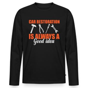 Car Restoration Is Always A Good Idea - Men's Premium Organic Long Sleeve Shirt - black - Front - Nico (187cm)
