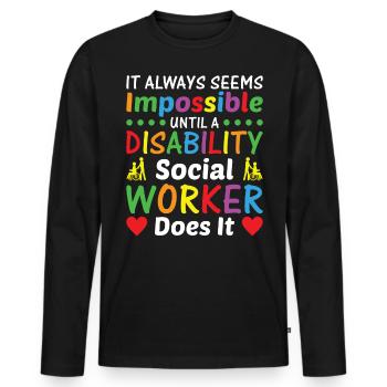It Always Seems Impossible - Männer Premium Bio Langarmshirt - Schwarz - Vorne - Nico (187cm)