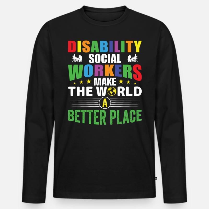 Disability Social Workers - Männer Premium Bio Langarmshirt - Schwarz
