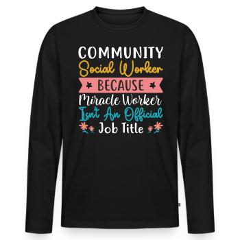 Community Social Worker Because - Männer Premium Bio Langarmshirt - Schwarz - Vorne - Nico (187cm)
