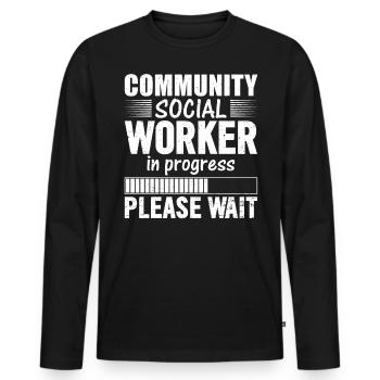 Community Social Worker In Progress - Männer Premium Bio Langarmshirt - Schwarz - Vorne - Nico (187cm)