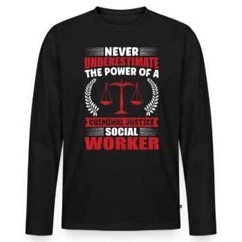 Power Of Criminal Justice Social Worker - Men's Premium Organic Long Sleeve Shirt - black - Front - Nico (187cm)