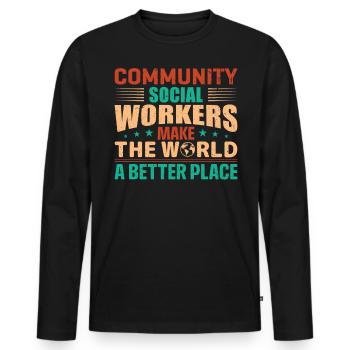 Community Social Workers - Männer Premium Bio Langarmshirt - Schwarz - Vorne - Nico (187cm)