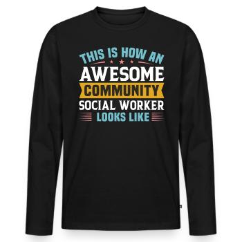 Awesome Community Social Worker - Männer Premium Bio Langarmshirt - Schwarz - Vorne - Nico (187cm)