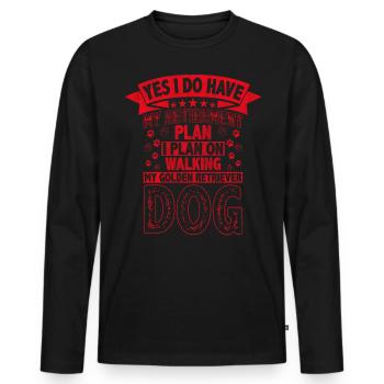 Plan de retraite Promener mon chien Golden Retriever - T-shirt manches longues Premium bio Homme - noir - Devant - Nico (187cm)