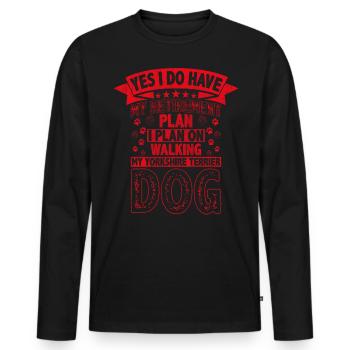 Plan de retraite Promener mon chien Yorkshire Terrier - T-shirt manches longues Premium bio Homme - noir - Devant - Nico (187cm)