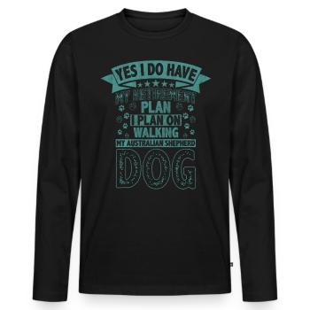 Plan de retraite Promener mon chien de berger australien - T-shirt manches longues Premium bio Homme - noir - Devant - Nico (187cm)