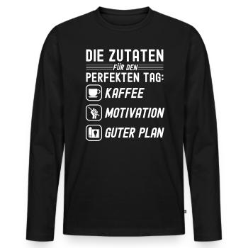 Die Zutaten Für Perfekten Tag - Männer Premium Bio Langarmshirt - Schwarz - Vorne - Nico (187cm)