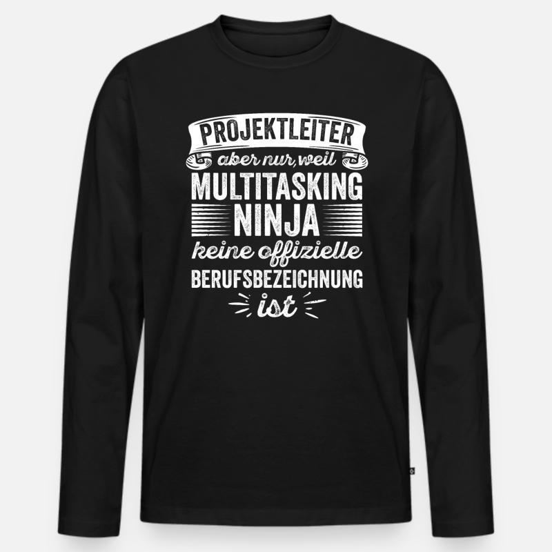 Projektleiter Aber Multitasking Ninja - Männer Premium Bio Langarmshirt - Schwarz