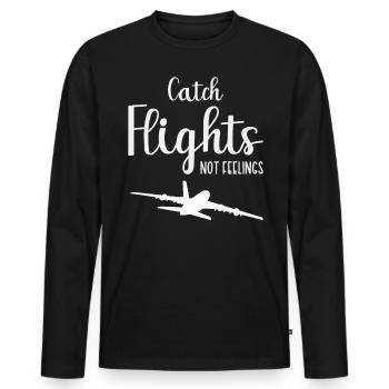 Prendre des vols pas des sentiments Voyage Vacances Touriste - T-shirt manches longues Premium bio Homme - noir - Devant - Nico (187cm)