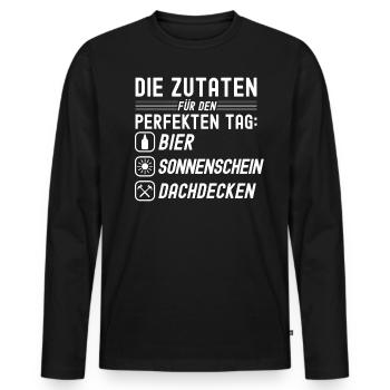 Die Zutaten Für Den Perfekten Tag - Männer Premium Bio Langarmshirt - Schwarz - Vorne - Nico (187cm)