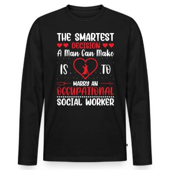 The Smartest Decision A Man Can Make - Men's Premium Organic Long Sleeve Shirt - black - Front - Nico (187cm)