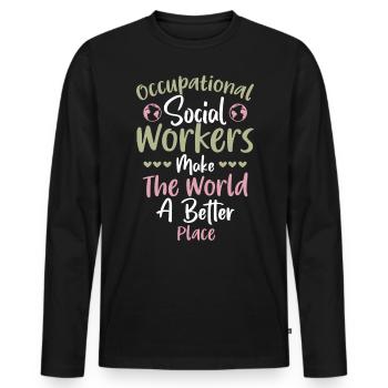 Occupational Social Workers World Better - Männer Premium Bio Langarmshirt - Schwarz - Vorne - Nico (187cm)
