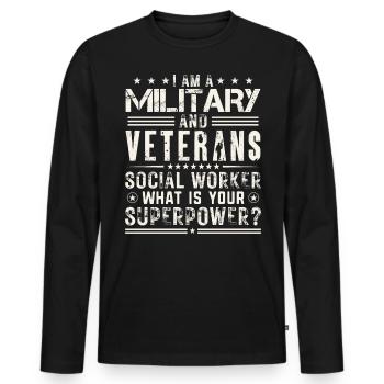 Je suis un travailleur social militaire et vétéran - T-shirt manches longues Premium bio Homme - noir - Devant - Nico (187cm)