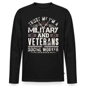 Croyez-moi, je suis un travailleur militaire vétéran - T-shirt manches longues Premium bio Homme - noir - Devant - Nico (187cm)