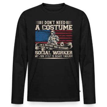 Je n’ai pas besoin d’un costume Je suis militaire - T-shirt manches longues Premium bio Homme - noir - Devant - Nico (187cm)