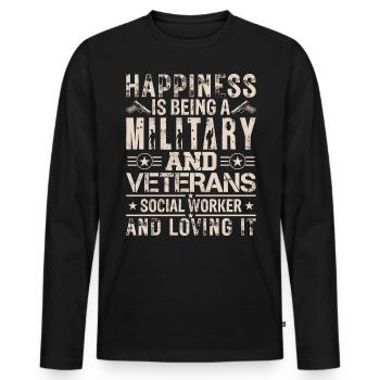Happiness Is Being Military & Veterans - Men's Premium Organic Long Sleeve Shirt - black - Front - Nico (187cm)