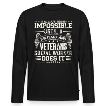 Travailleur social militaire et vétéran - T-shirt manches longues Premium bio Homme - noir - Devant - Nico (187cm)