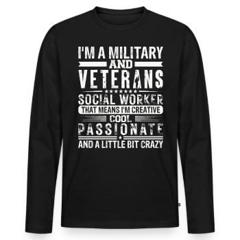 Je suis un travailleur social militaire et vétéran - T-shirt manches longues Premium bio Homme - noir - Devant - Nico (187cm)