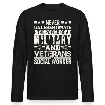 Travailleur social militaire et vétéran - T-shirt manches longues Premium bio Homme - noir - Devant - Nico (187cm)
