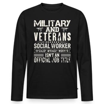 Military And Veterans Social Workers - Männer Premium Bio Langarmshirt - Schwarz - Vorne - Nico (187cm)