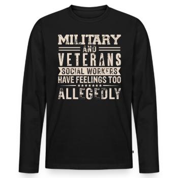 Travailleurs sociaux militaires et vétérans - T-shirt manches longues Premium bio Homme - noir - Devant - Nico (187cm)