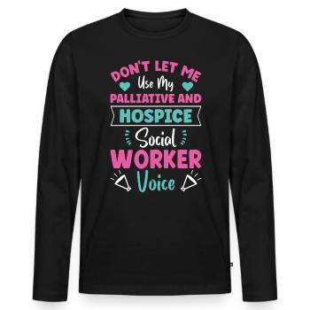 Palliative & Hospice Social Worker Voice - Men's Premium Organic Long Sleeve Shirt - black - Front - Nico (187cm)