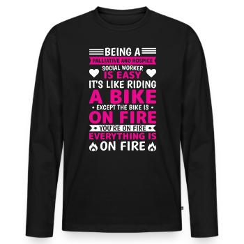 Being A Palliative Hospice Social Worker - Men's Premium Organic Long Sleeve Shirt - black - Front - Nico (187cm)