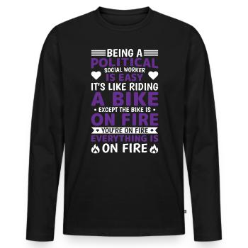 Being A Political Social Worker - Männer Premium Bio Langarmshirt - Schwarz - Vorne - Nico (187cm)
