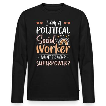 Je suis travailleuse sociale politique - T-shirt manches longues Premium bio Homme - noir - Devant - Nico (187cm)