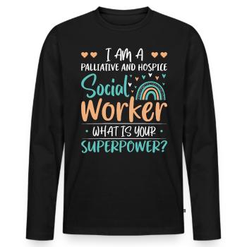 Je suis une travailleuse sociale en soins palliatifs et en soins palliatifs - T-shirt manches longues Premium bio Homme - noir - Devant - Nico (187cm)