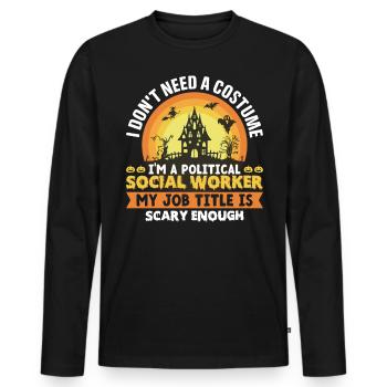 Je suis travailleuse sociale politique - T-shirt manches longues Premium bio Homme - noir - Devant - Nico (187cm)