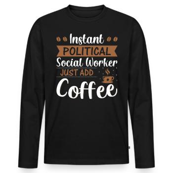 Travailleur social politique instantané - T-shirt manches longues Premium bio Homme - noir - Devant - Nico (187cm)
