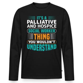 Travailleur social en soins palliatifs et en soins palliatifs - T-shirt manches longues Premium bio Homme - noir - Devant - Nico (187cm)