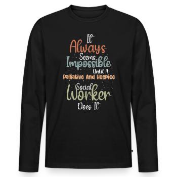Travailleur social en soins palliatifs et en soins palliatifs - T-shirt manches longues Premium bio Homme - noir - Devant - Nico (187cm)