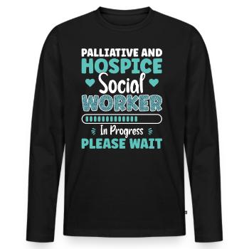Travailleur en soins palliatifs et en soins palliatifs en cours - T-shirt manches longues Premium bio Homme - noir - Devant - Nico (187cm)