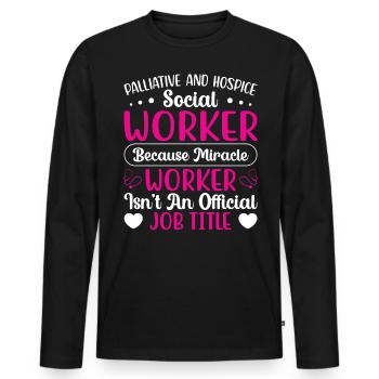 Travailleur social en soins palliatifs et en soins palliatifs - T-shirt manches longues Premium bio Homme - noir - Devant - Nico (187cm)