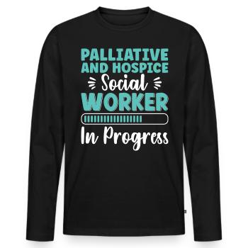 Travailleur en soins palliatifs en cours - T-shirt manches longues Premium bio Homme - noir - Devant - Nico (187cm)