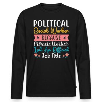 Titre du poste de travailleur social politique - T-shirt manches longues Premium bio Homme - noir - Devant - Nico (187cm)