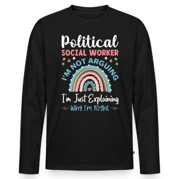 Travailleur social politique Je ne discute pas - T-shirt manches longues Premium bio Homme - noir - Devant - Nico (187cm)