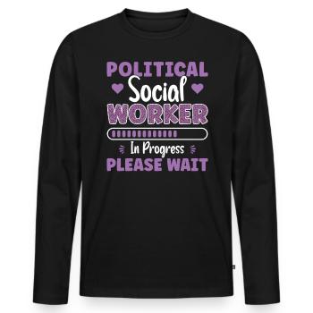 Travailleur social politique en cours - T-shirt manches longues Premium bio Homme - noir - Devant - Nico (187cm)
