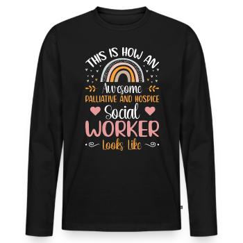 Awesome Palliative Hospice Social Worker - Men's Premium Organic Long Sleeve Shirt - black - Front - Nico (187cm)