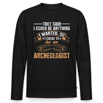 Archaeology Job Profession Work Archaeologist - Men's Premium Organic Long Sleeve Shirt - black - Front - Nico (187cm)