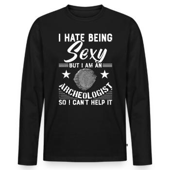 Archaeology Job Profession Work Archaeologist - Men's Premium Organic Long Sleeve Shirt - black - Front - Nico (187cm)