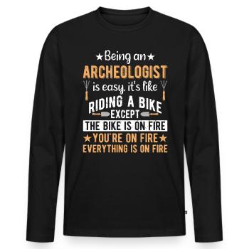 Archaeology Job Profession Work Archaeologist - Men's Premium Organic Long Sleeve Shirt - black - Front - Nico (187cm)