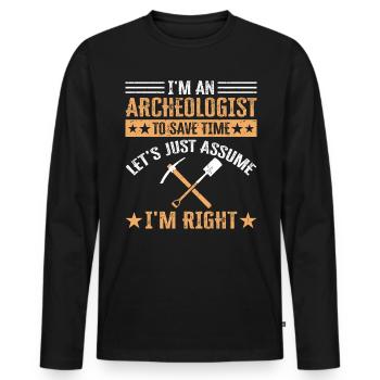 Archaeology Job Profession Work Archaeologist - Men's Premium Organic Long Sleeve Shirt - black - Front - Nico (187cm)