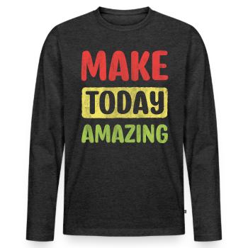 Make Today Amazing Inspire Encouragement - Men's Premium Organic Long Sleeve Shirt - heather anthracite - Front - Nico (187cm)