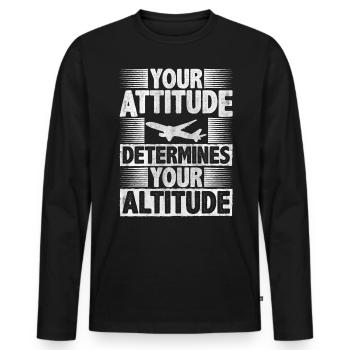 Votre attitude détermine votre motivation en altitude - T-shirt manches longues Premium bio Homme - noir - Devant - Nico (187cm)