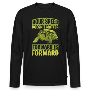Votre vitesse n’a pas d’importance en avant est en avant - T-shirt manches longues Premium bio Homme - noir - Devant - Nico (187cm)